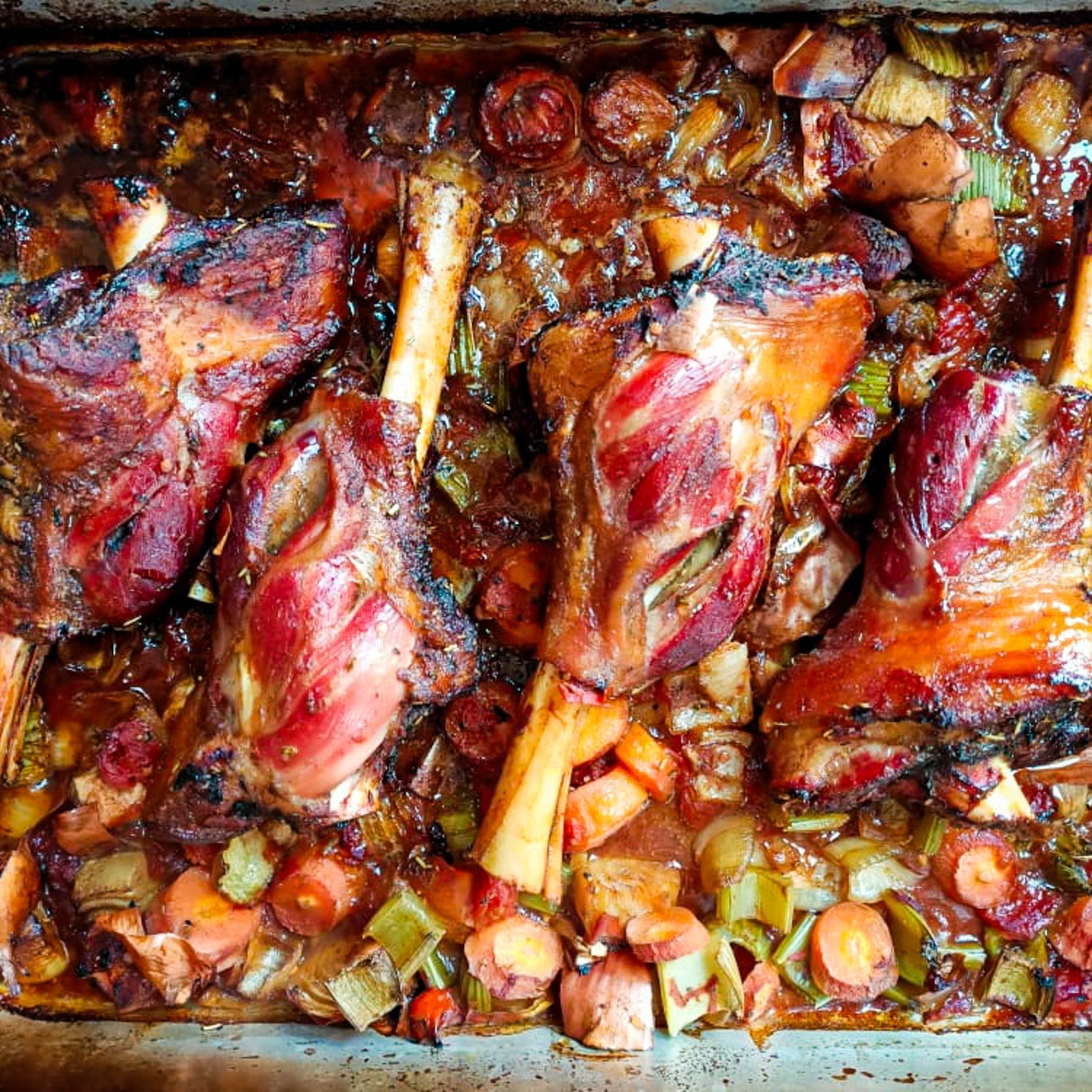 Smoked Lamb Shanks With a Red Wine Reduction