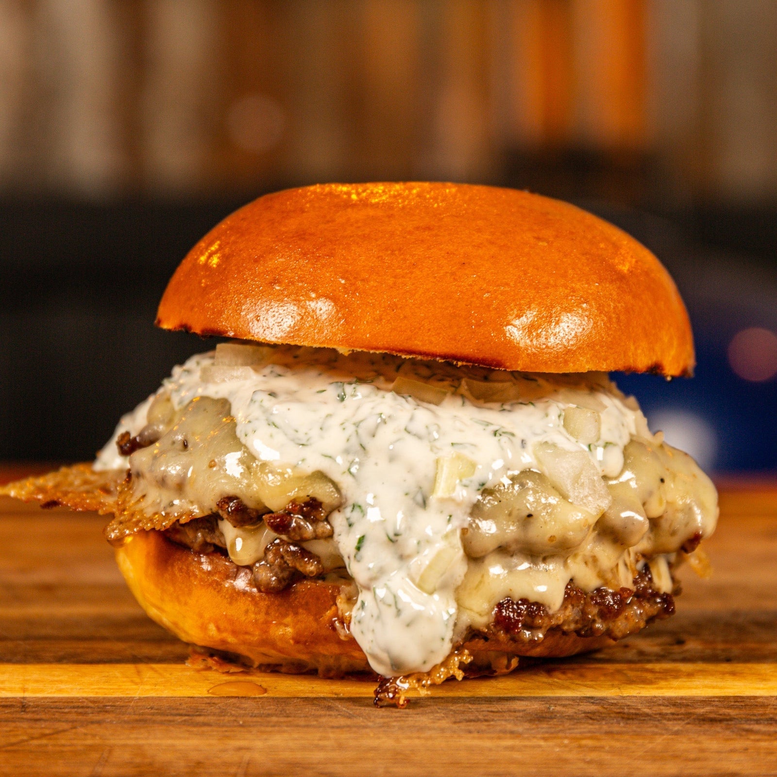 Lamb Smash Burgers with Mint Sauce