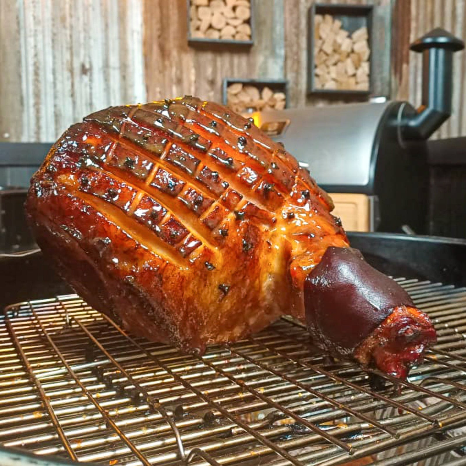 Glazed Ham in a Weber Kettle