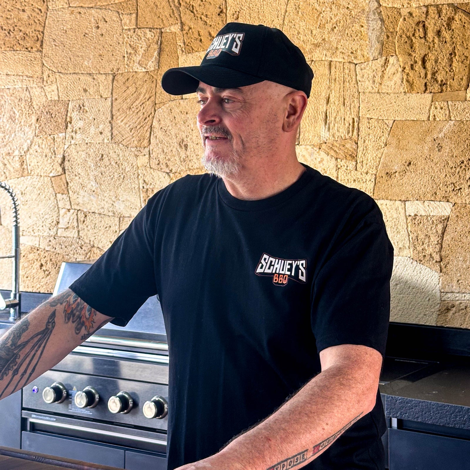 Curved Peak "Schueys BBQ" Cap (Black)